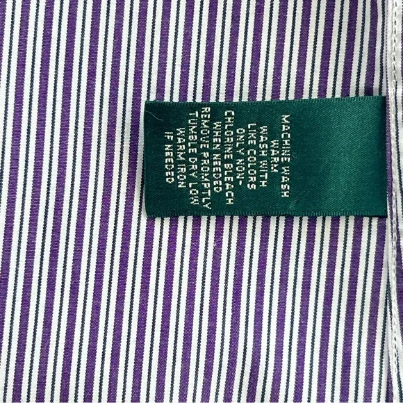 Lauren Ralph Lauren women’s button-up 1X plus sz purple white stripes non iron - Picture 6 of 8